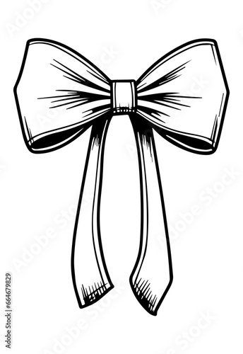A bow ribbon gift in a vintage engraved style. Vector design for you banner, collage and idea, Generative Ai.