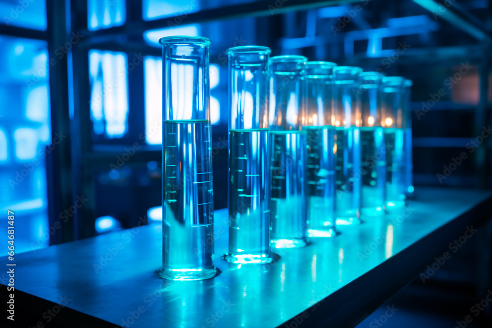 Test tube with blue liquid inside Test tube with blue liquid inside