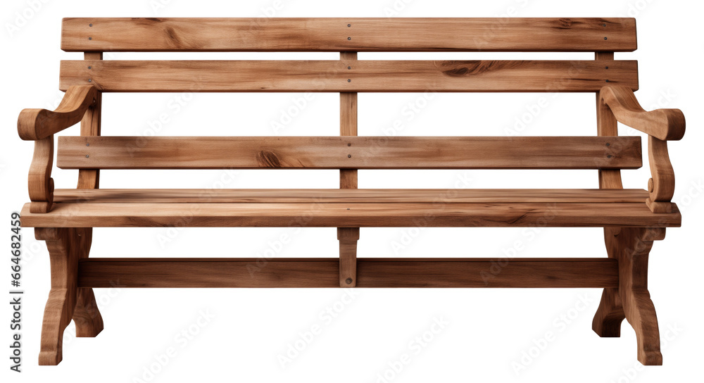 wooden park bench isolated. - obrazy, fototapety, plakaty 