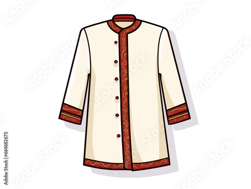 Doodle Sherwani, cartoon sticker, sketch, vector, Illustration, minimalistic