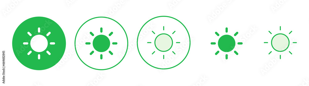 Sun icon set. Brightness Icon vector Sun icon set. Brightness Icon vector