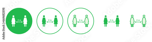 Social distancing icon set. social distance icon. self quarantine sign
