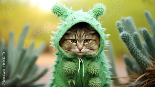 サボテンの着ぐるみを着た猫 photo