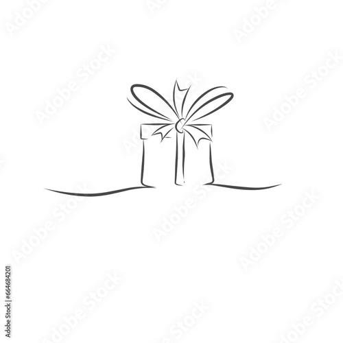 Christmass gift box. Christmass gift box art line. Valentines gift box.  Gift box for special moment in Valentine's Day