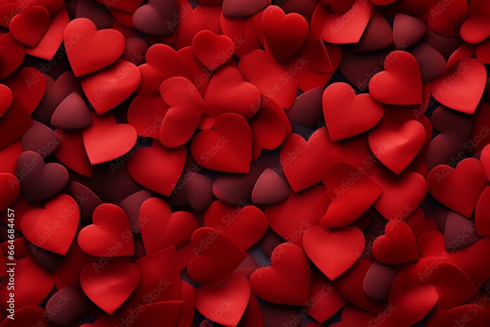Background filled with red hearts. Generative AI