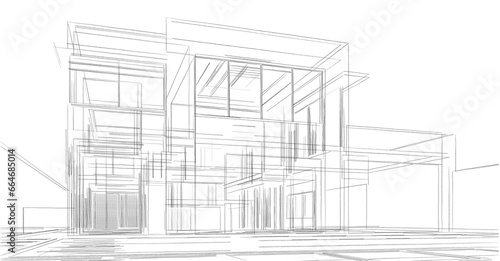 house building sketch architectural 3d illustration