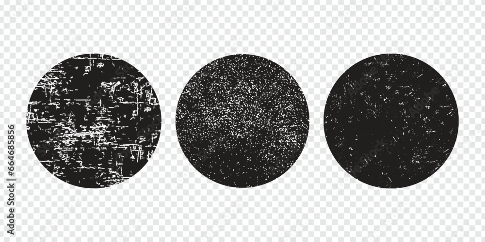 Circle grunge stamp set. Round vector isolated on white background ...