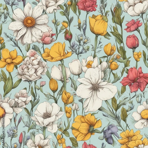 Padrão de flores coloridas desenhadas