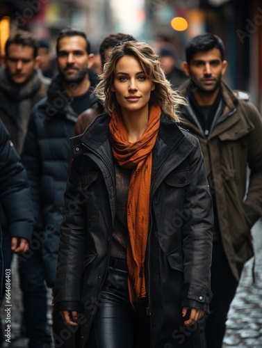 A group of people walking down a crowded street UHD wallpaper Stock Photographic Image