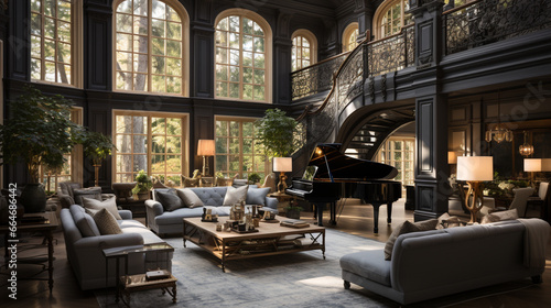 Traditional formal sitting room with grand piano
