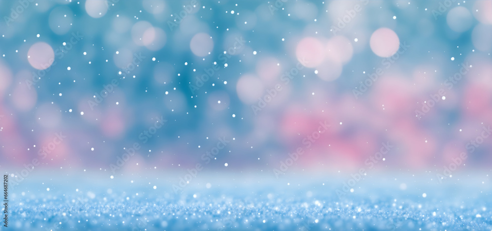 Horizontal banner with a blurred winter background and bokeh effect. Generative AI Horizontal banner with a blurred winter background and bokeh effect. Generative AI
