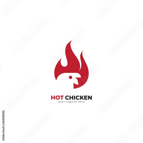 fire chicken logo icon  vector template.