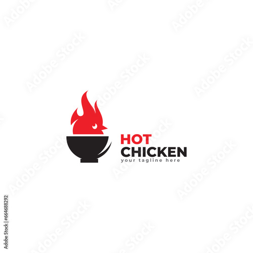 fire chicken logo icon  vector template.