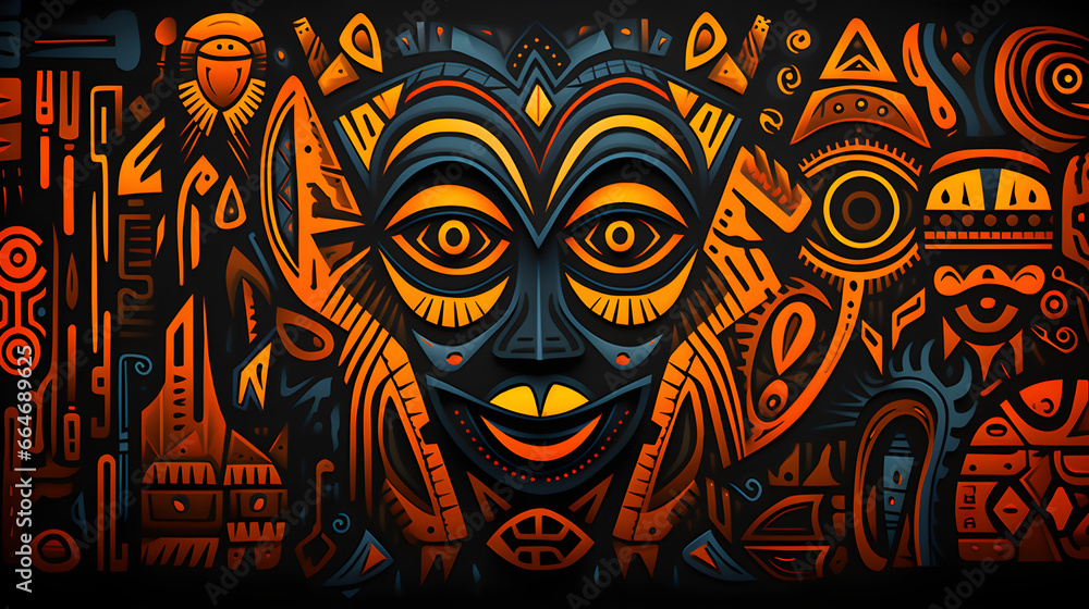 Obraz premium African-inspired tribal pattern design in vivid colors
