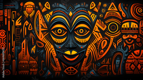 African-inspired tribal pattern design in vivid colors