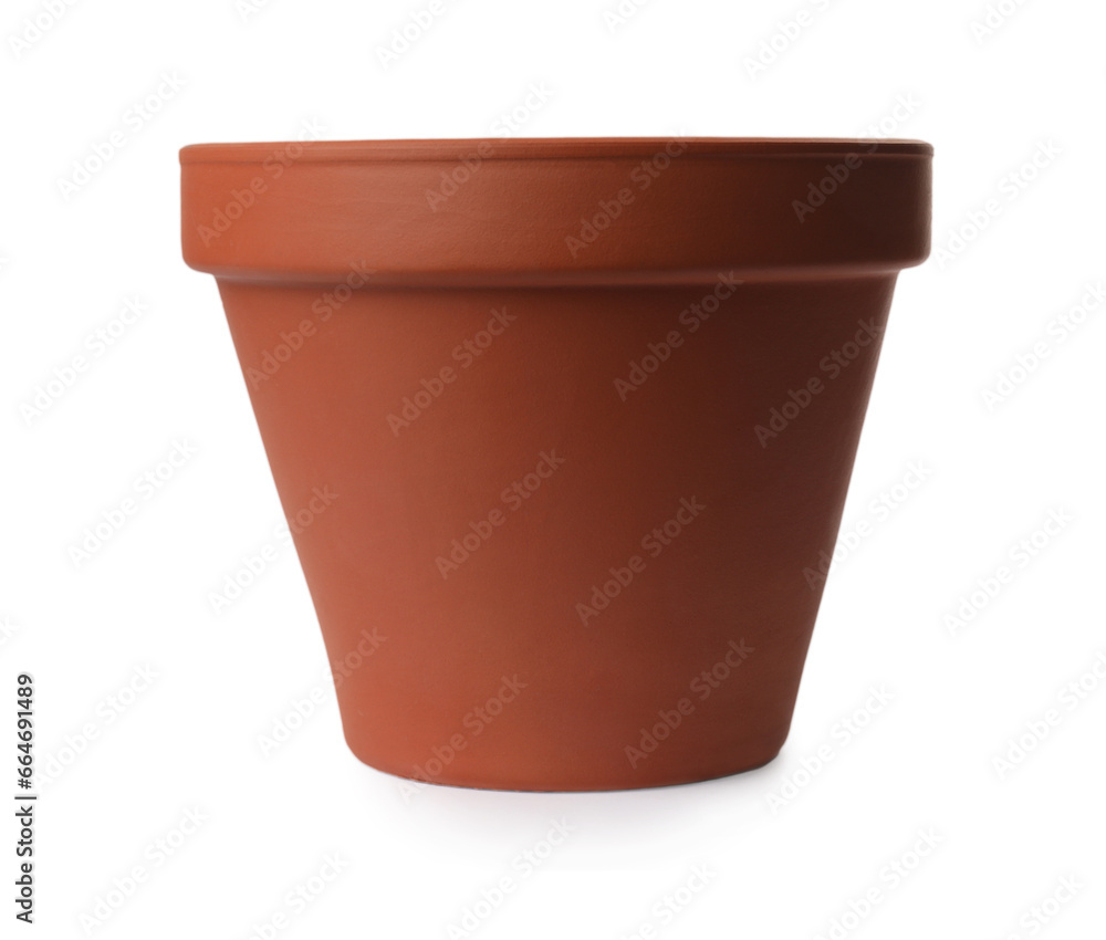 One clay flower pot isolated on white One clay flower pot isolated on white