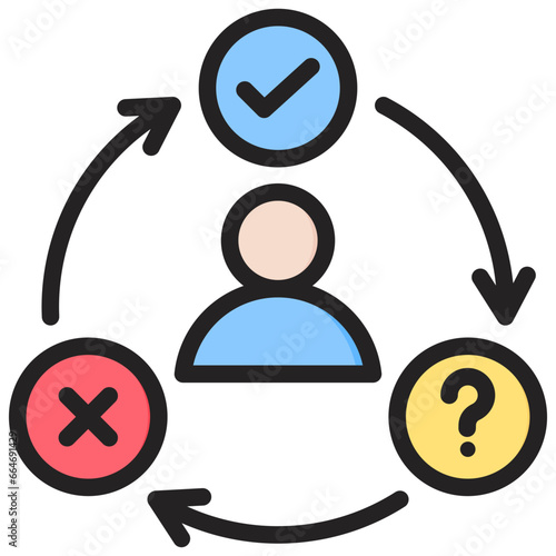 Decision Making Process Outline Color Icon