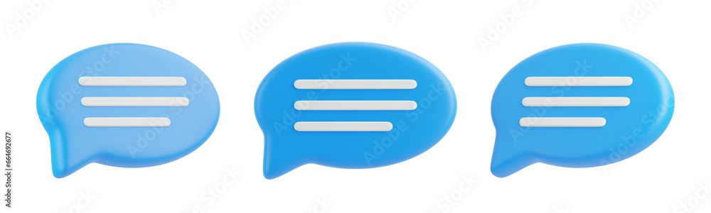 Speech bubble isolated on white background. Chat icon set. Chatting box, message box. 3D render illustration Speech bubble isolated on white background. Chat icon set. Chatting box, message box. 3D render illustration