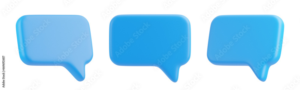 Speech bubble isolated on white background. Chat icon set. Chatting box, message box. 3D render illustration Speech bubble isolated on white background. Chat icon set. Chatting box, message box. 3D render illustration