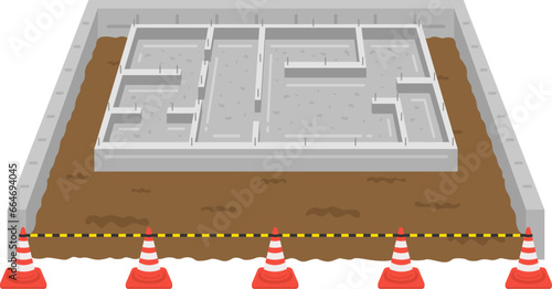 住宅の基礎工事のイラスト