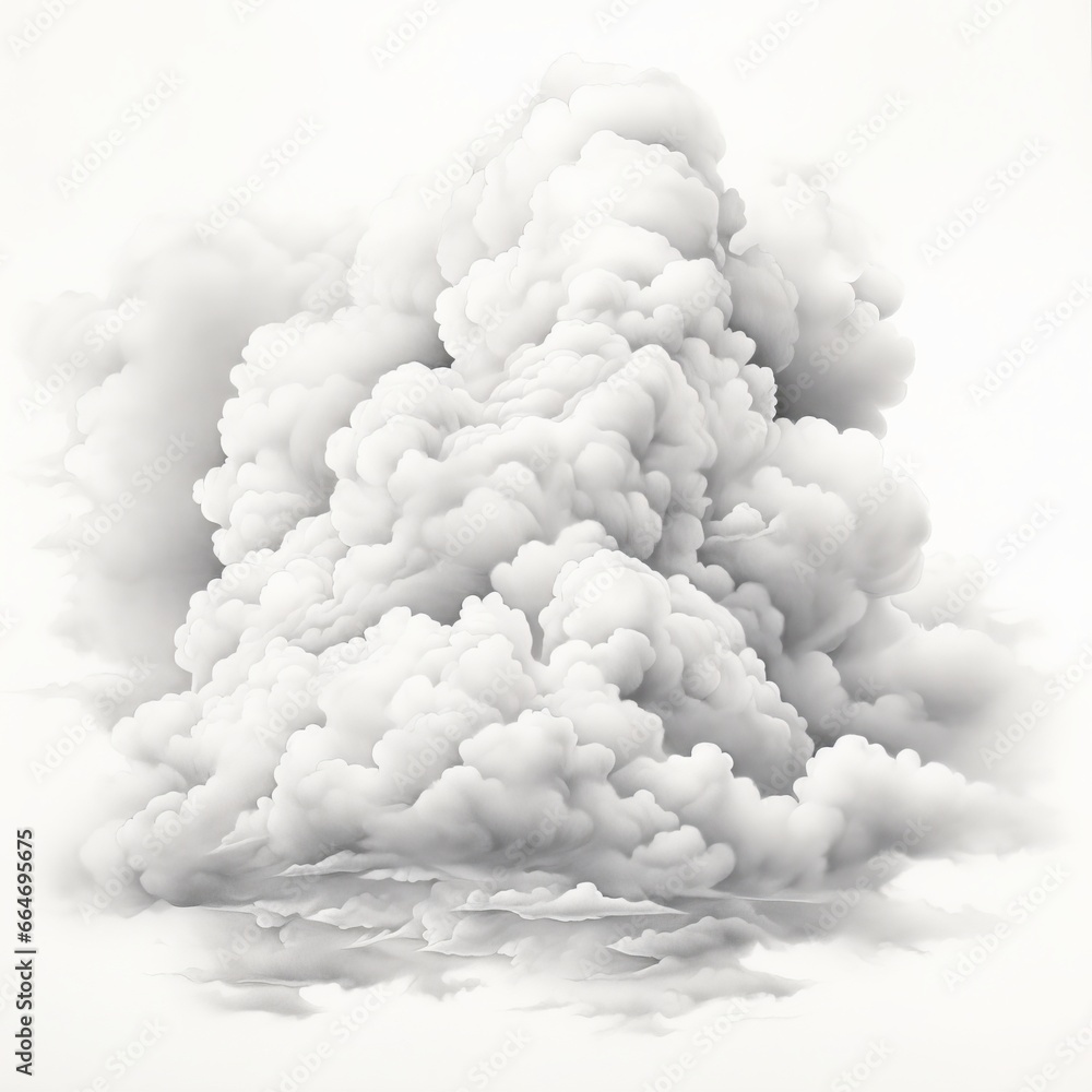 A white pencil sketch of clouds white background. Generative AI. A white pencil sketch of clouds white background. Generative AI.