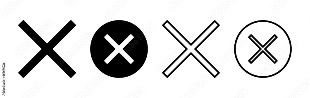 Close vector icon. Delete icon. remove, cancel, exit symbol. Close vector icon. Delete icon. remove, cancel, exit symbol.