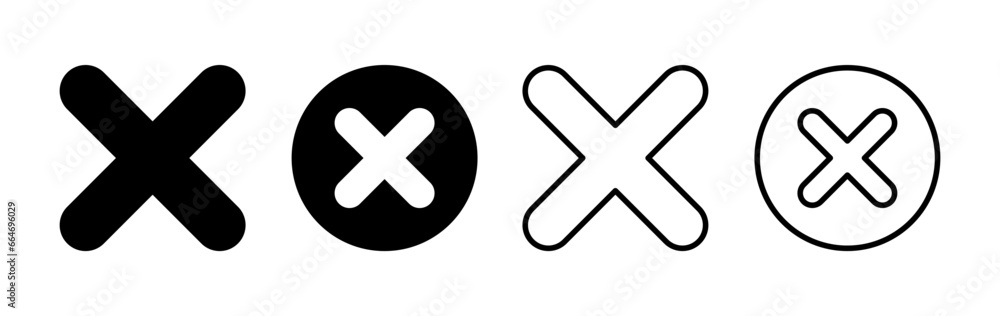 Close vector icon. Delete icon. remove, cancel, exit symbol. Close vector icon. Delete icon. remove, cancel, exit symbol.