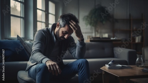 Depression and mental illness. Asian man disappoint, sad after receive bad news. Stressed boy confused with unhappy problem, arguing with girlfriend, cry and worry about unexpected work, down economy.