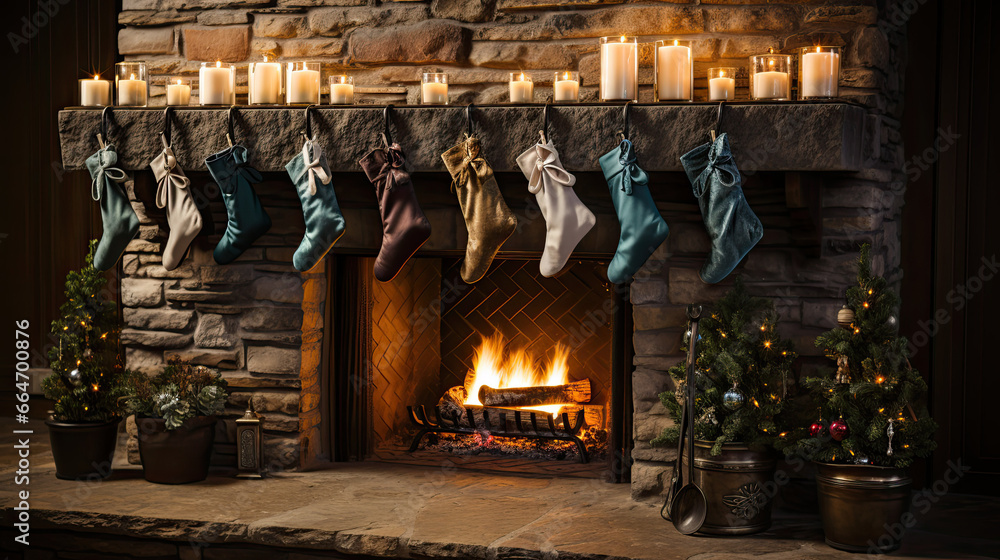 Christmas Stockings over Fireplace