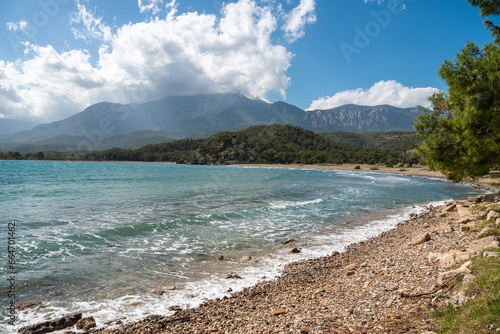 Beach at the South Harbour of Phaselis ancient site in Antalya, Turkey. photo