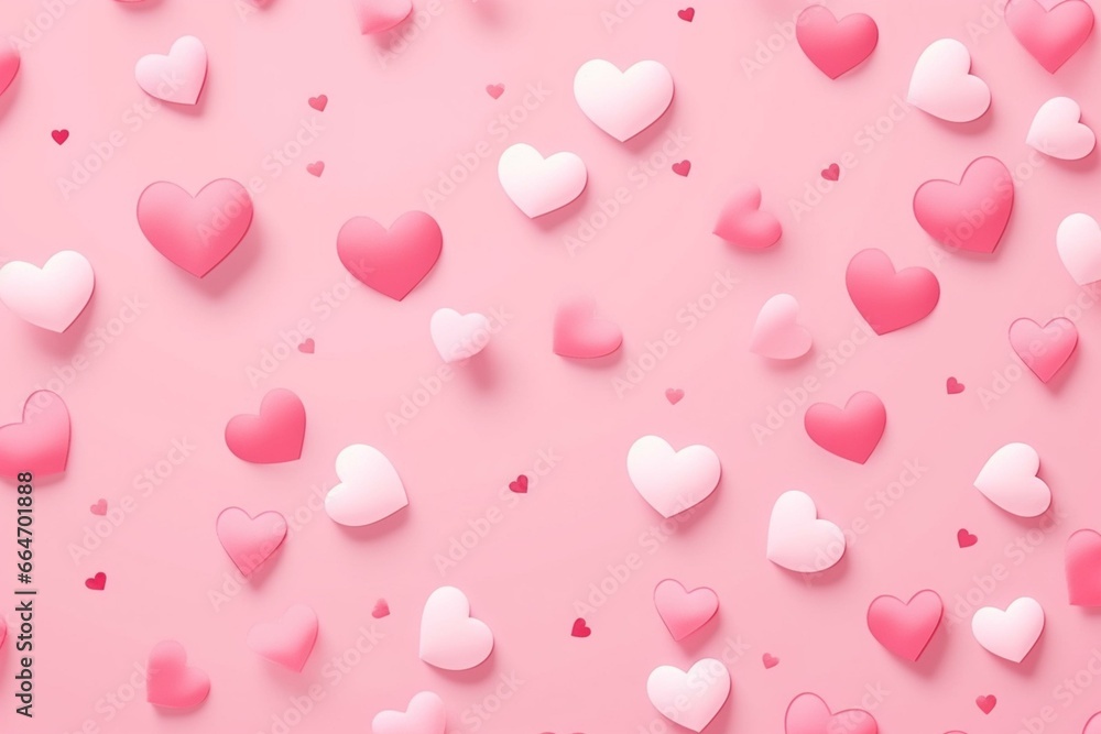 Adorable heart pattern on pink backdrop, ideal for wallpaper, postcard, and background. Generative AI