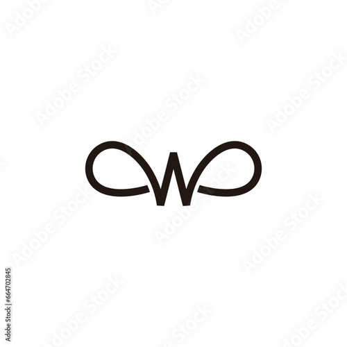 letter w loop wings line logo vector