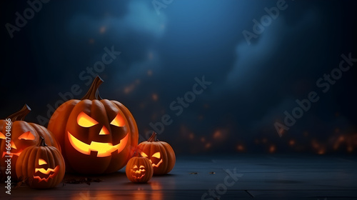 halloween background with copy space pumpkins