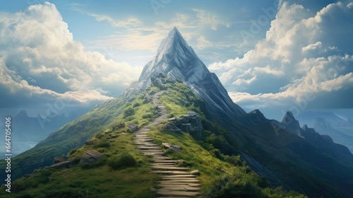 A high mountain with a path leading to the top © cherezoff