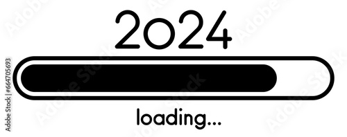 New Year 2024 simple flat black loading progress bar.