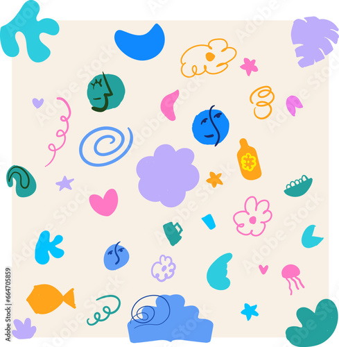 Free vector hand drawn flat abstract shapes collection (ID: 664705859)