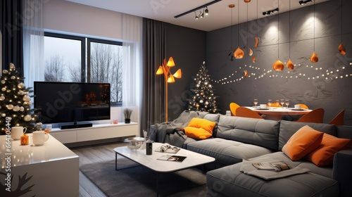 New Year's interior in a modern apartment