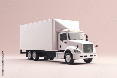 White delivery truck rendered in 3D. Generative AI