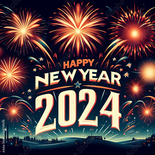 Happy New Year, New Year 2024,Fireworks,2024