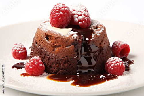 Molten lava cake with berries