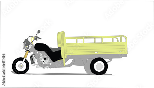 vector three-wheeled motorbike with open bed