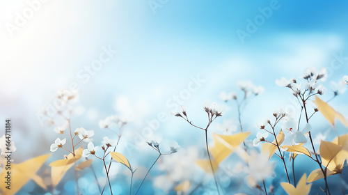 a fresh spring blue sunny sky background with blurred background