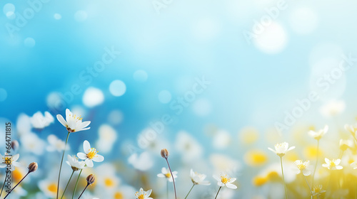 a fresh spring blue sunny sky background with blurred sky