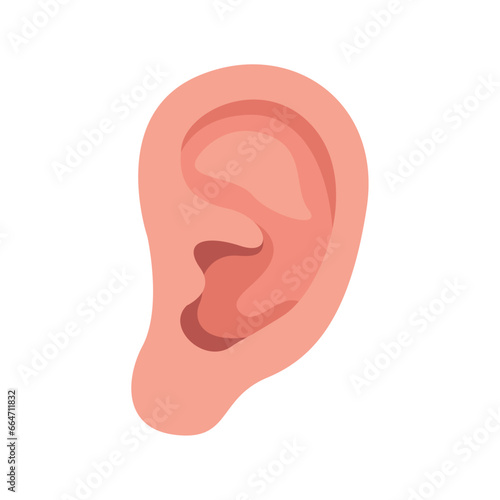 Human ear vector image, sense of hearing, five human senses, colored flat vector illustration
