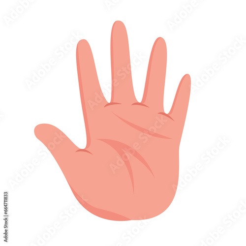 Human palm or hand skin vector image, sense of touch, five human senses, colored flat vector illustration