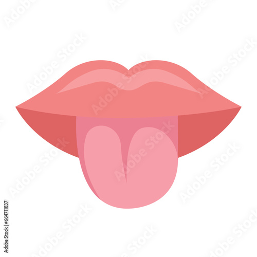 Human tongue vector image, sense of taste, five human senses, colored flat vector illustration