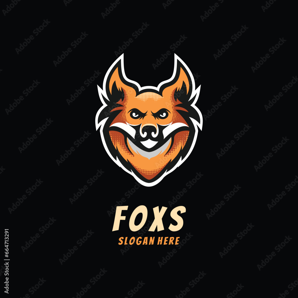 Naklejka premium Head Foxs Mascot Logo
