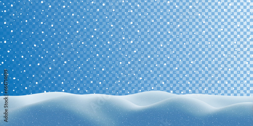Winter background, snowdrifts and snowfall, isolated illustration