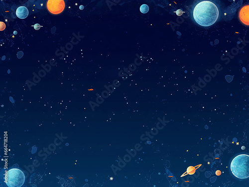 Space theme background illustration on blue navy color