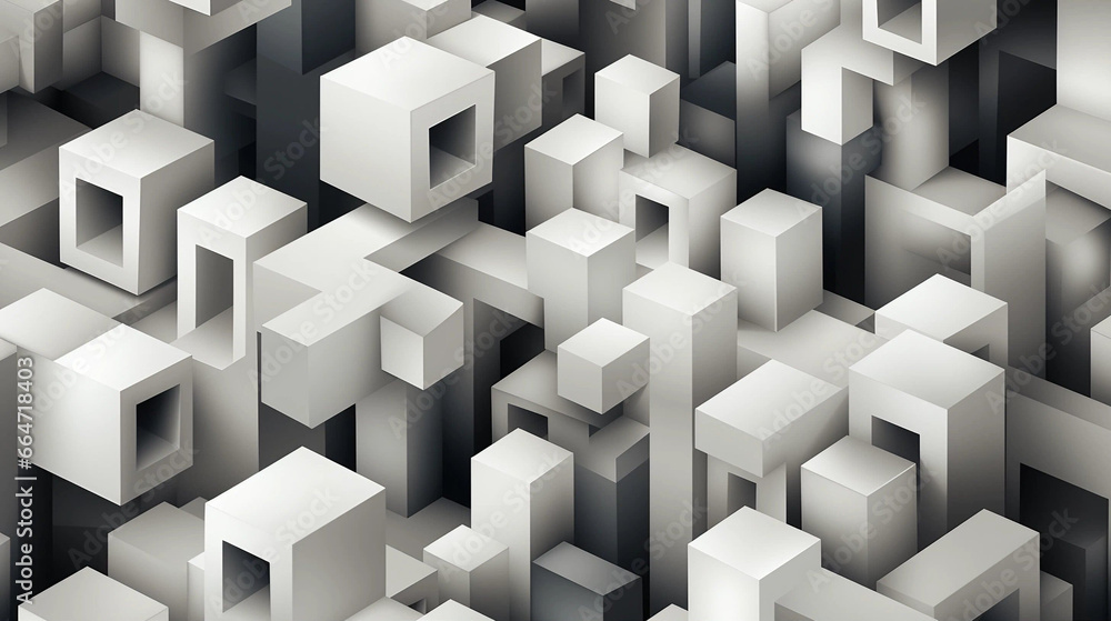 Obraz premium Geometric Overlapping Black and White Blocks Backdrop